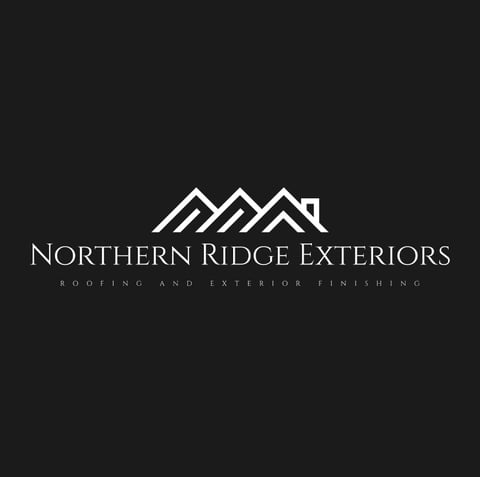Northern Ridge Exteriors logo featuring white geometric roof design on dark background with company name and roofing and exterior finishing tagline